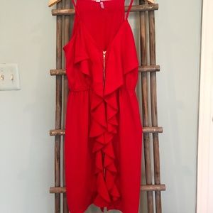 Francesca’s Red Ruffle Dress with Zipper NWT